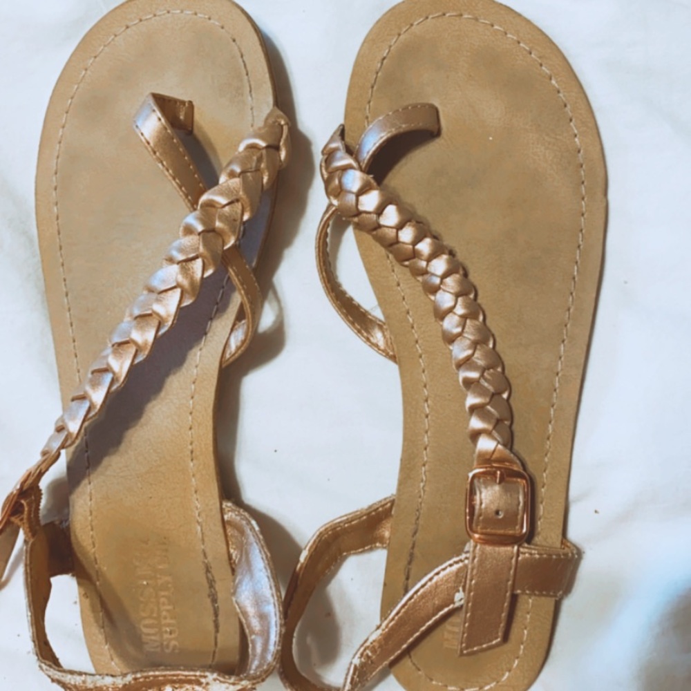 Rose gold braided sandals